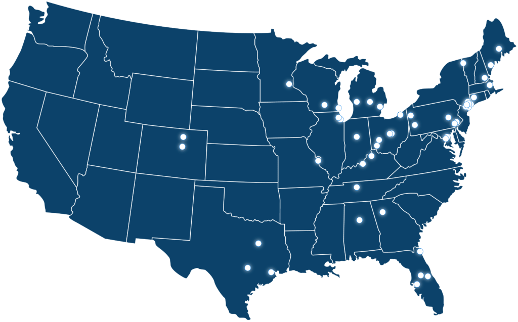 map of the US with Capstone cross dock facilities